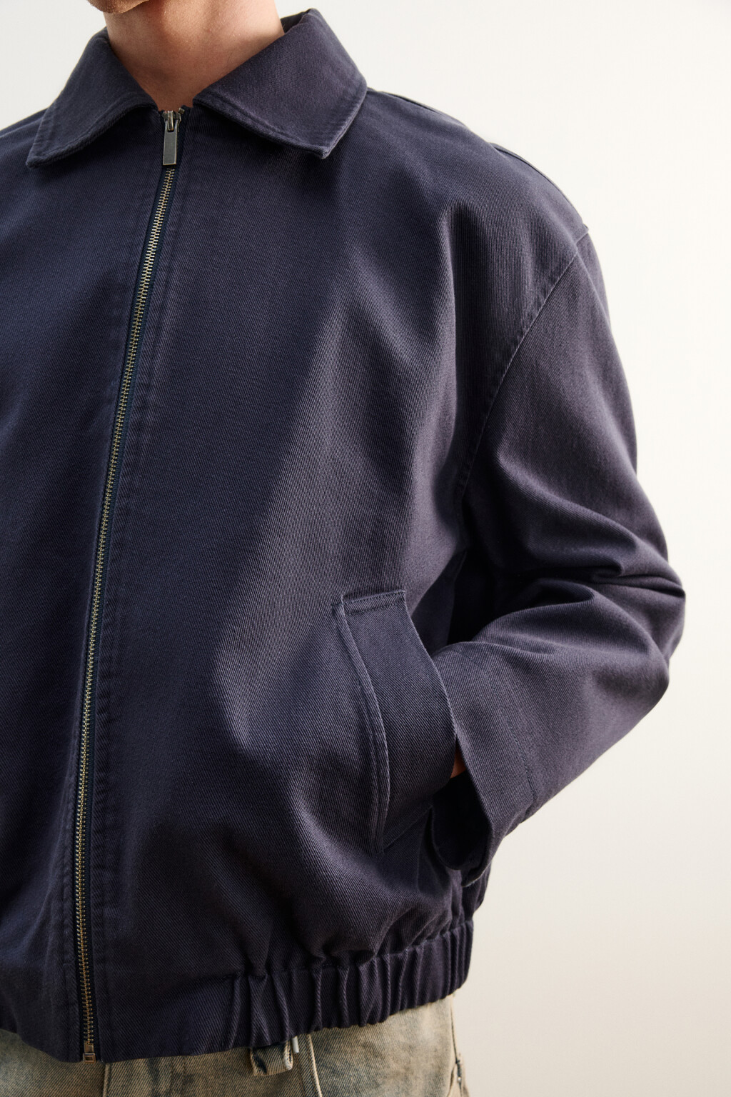 Куртка джинсовая с отложным воротником на молнии - цвет синий - 6