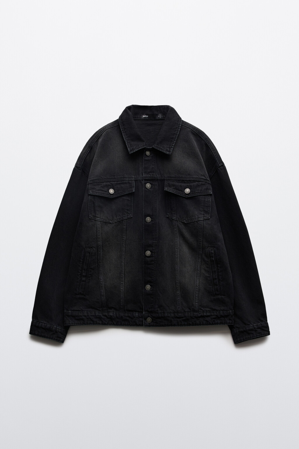 Куртка джинсовая с отложным воротником на пуговицах - цвет черный - 7