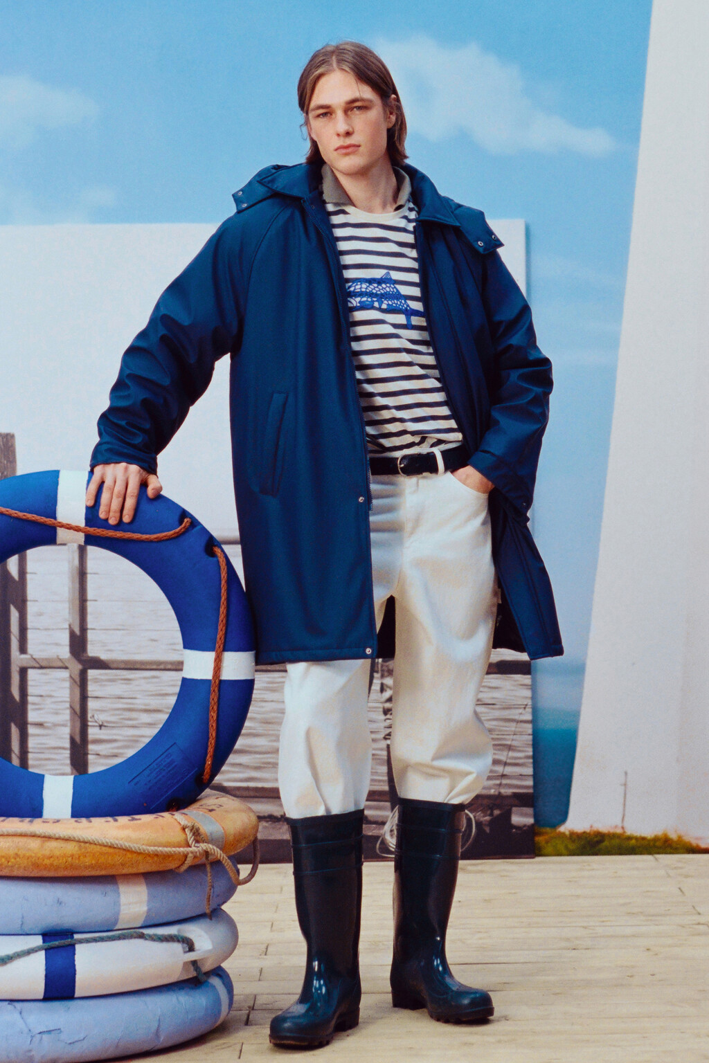 Куртка-парка с капюшоном - цвет синий - 1