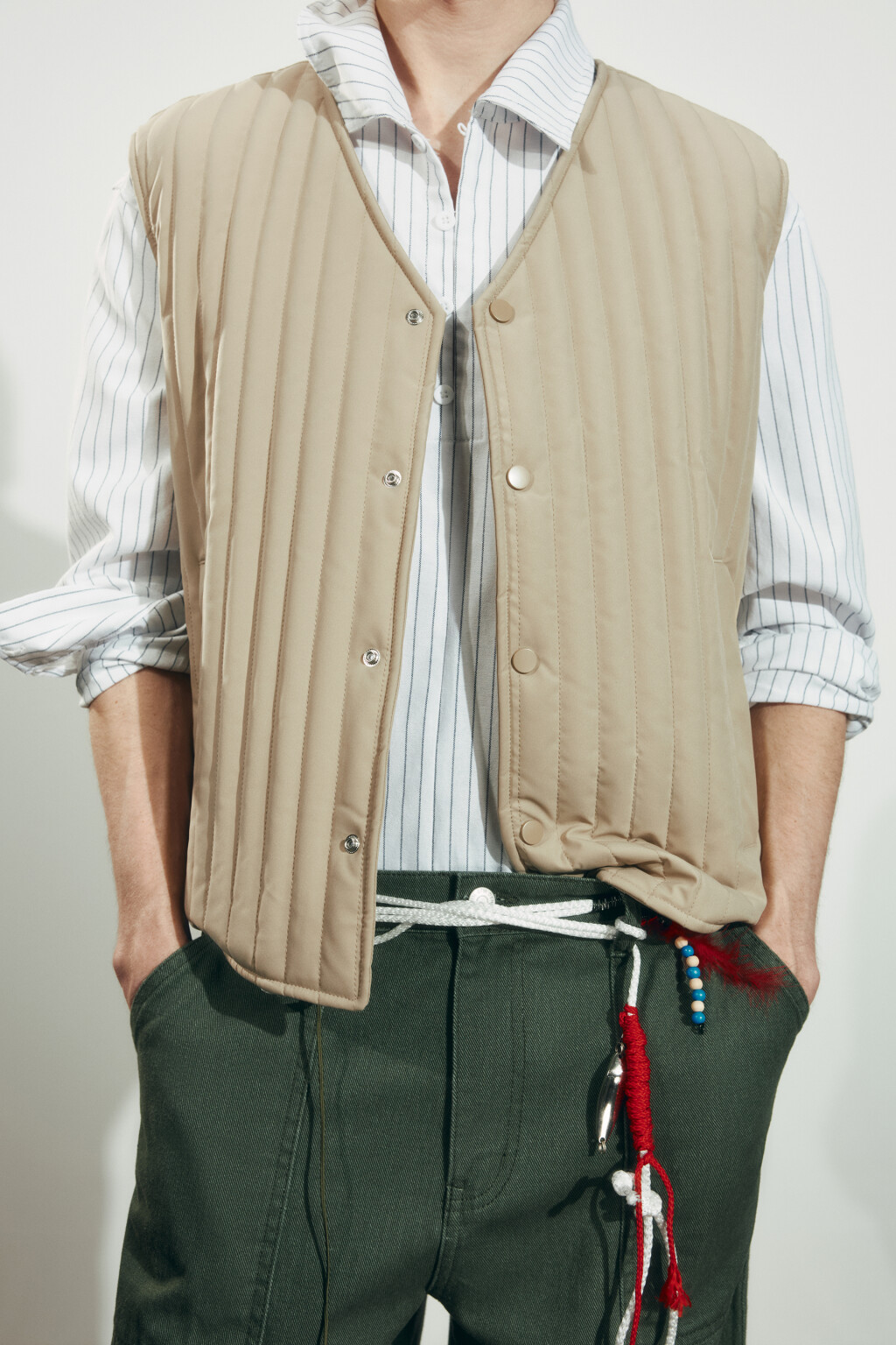 Жилет стеганый утепленный - цвет бежевый - 2