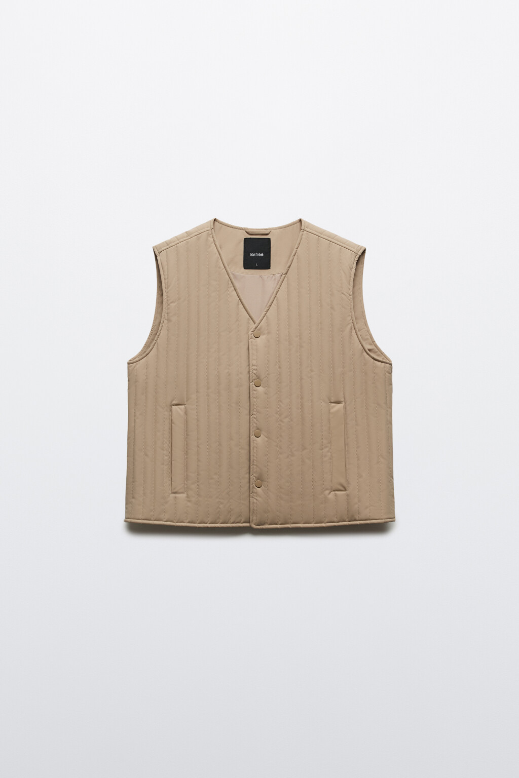 Жилет стеганый утепленный - цвет бежевый - 1