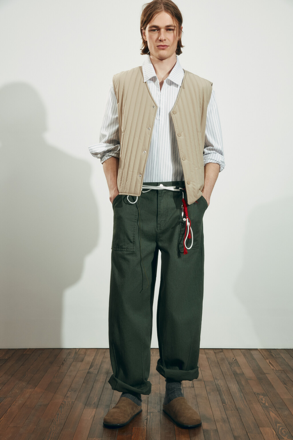 Жилет стеганый утепленный - цвет бежевый - 3