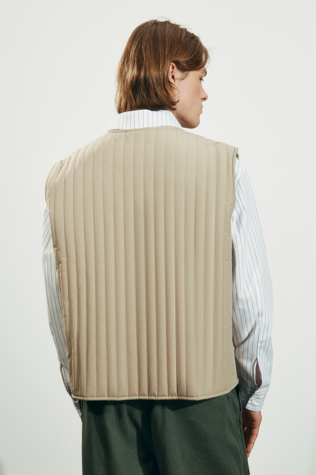 Жилет стеганый утепленный - цвет бежевый - 5