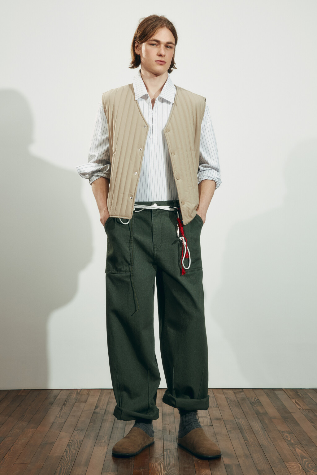 Жилет стеганый утепленный - цвет бежевый - 6