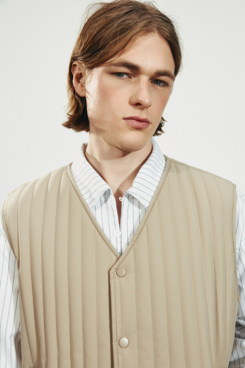 Жилет стеганый утепленный - цвет бежевый - 8