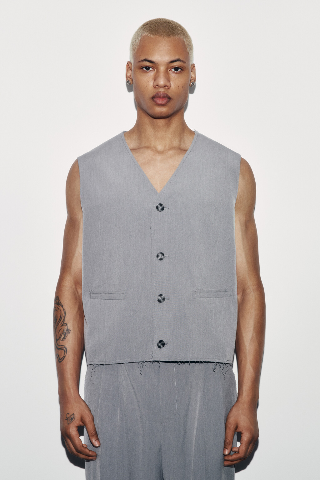 Жилет костюмный укороченный - цвет серый - 2