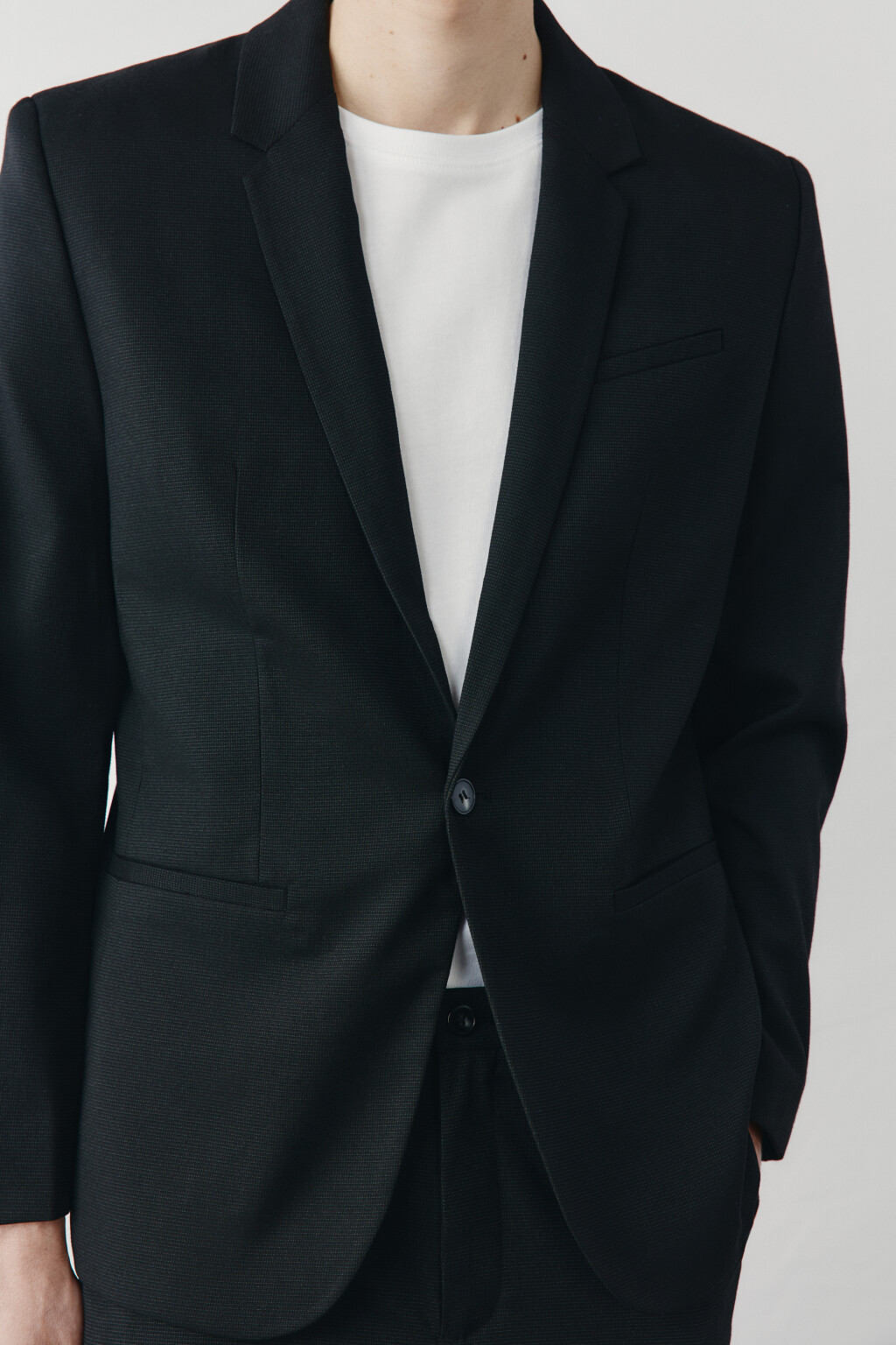 Пиджак приталенный однобортный с вискозой - цвет черный - 6