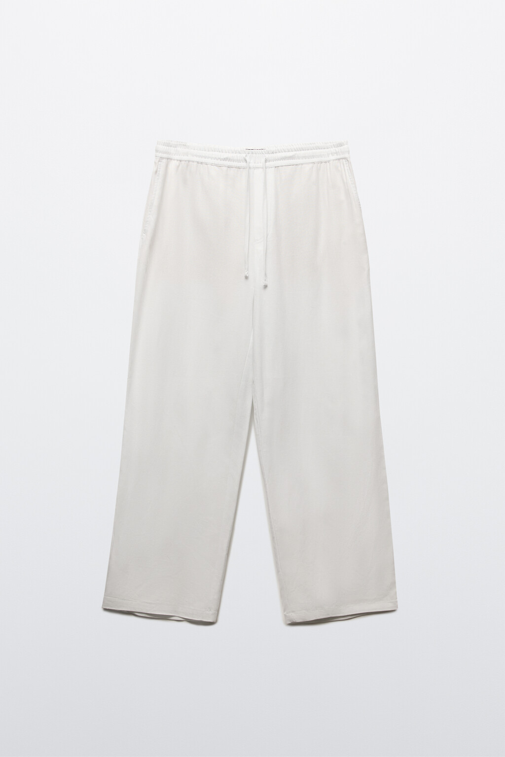 Брюки широкие трикотажные на завязках со льном - цвет белый - 7