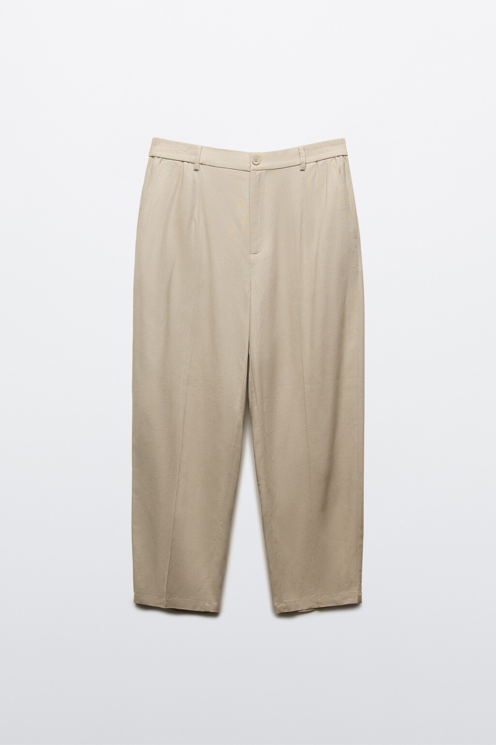 Брюки вискозные прямые со льном и средней посадкой - цвет бежевый - 7