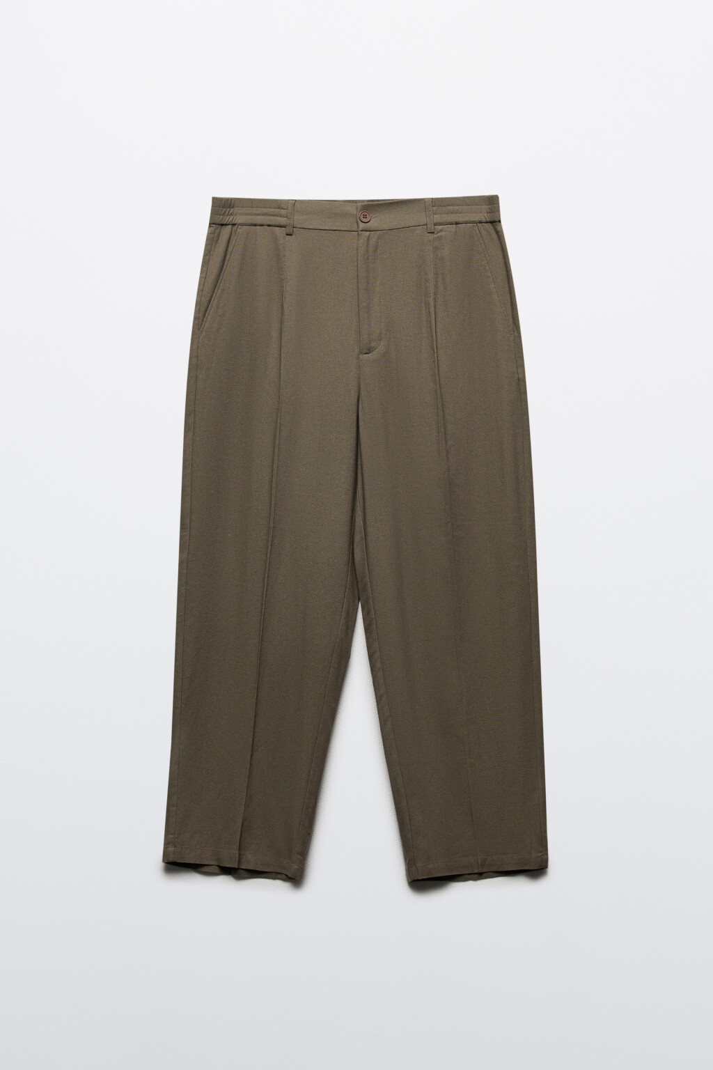 Брюки вискозные прямые со льном и средней посадкой - цвет коричневый - 8