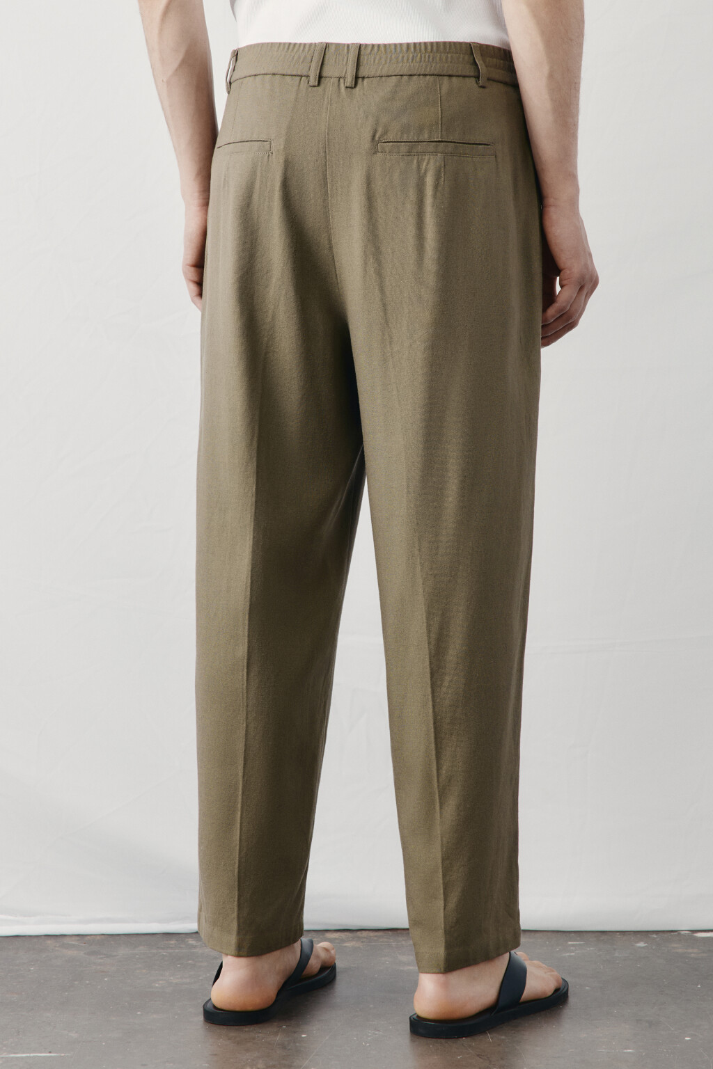 Брюки вискозные прямые со льном и средней посадкой - цвет коричневый - 4