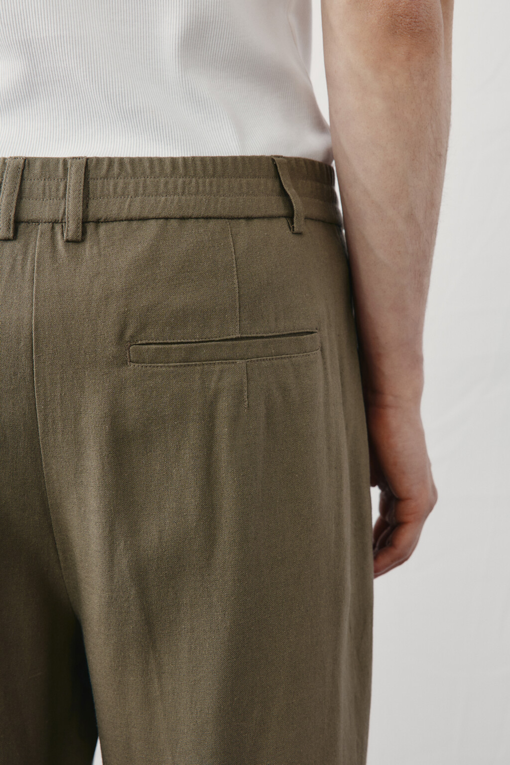 Брюки вискозные прямые со льном и средней посадкой - цвет коричневый - 7