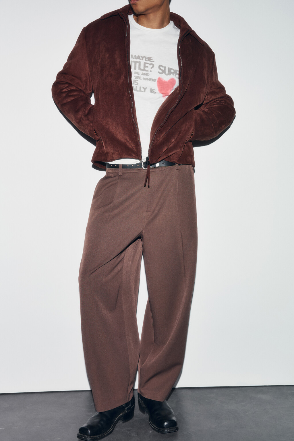 Брюки костюмные со средней посадкой - цвет коричневый - 2