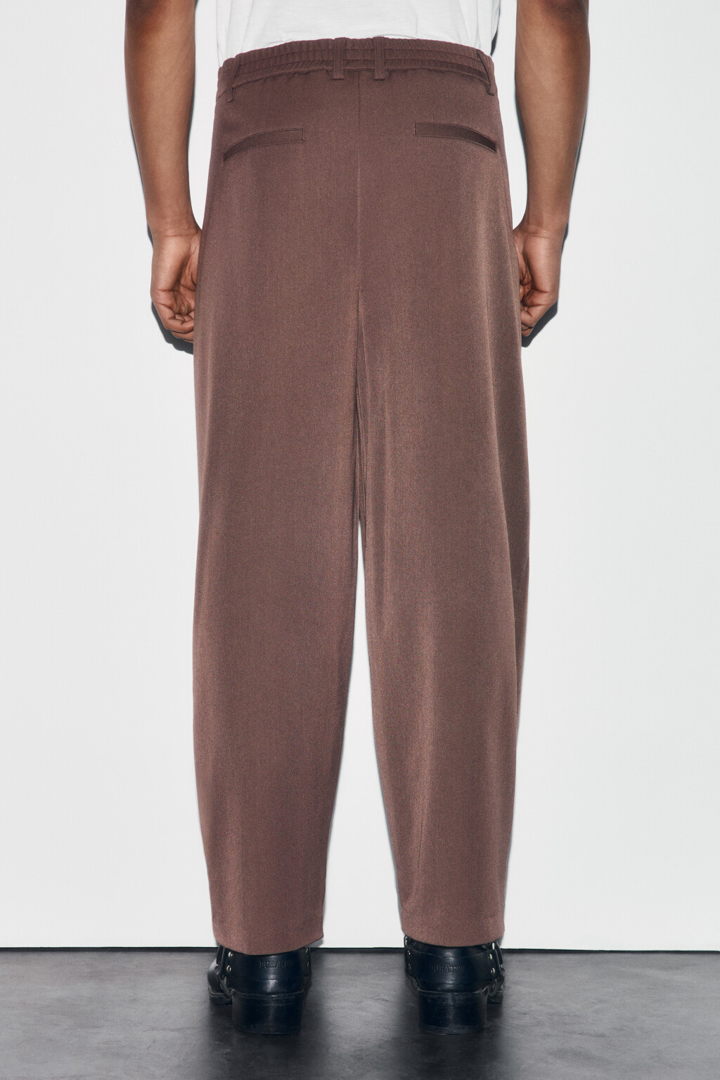 Брюки костюмные со средней посадкой - цвет коричневый - 4