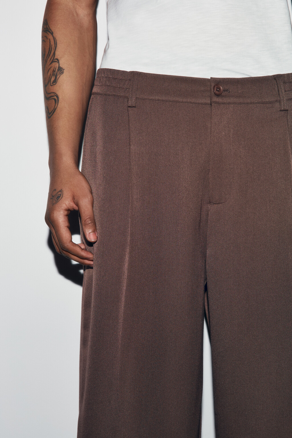 Брюки костюмные со средней посадкой - цвет коричневый - 6
