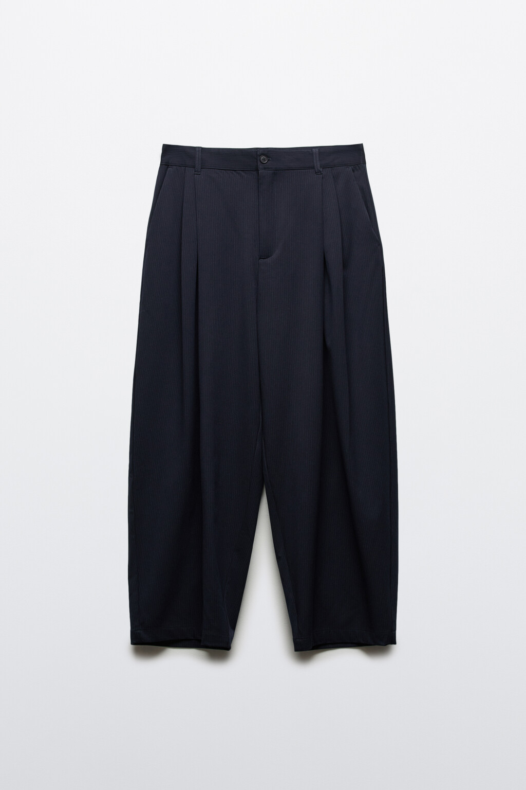 Брюки широкие костюмные в полоску - цвет синий - 8