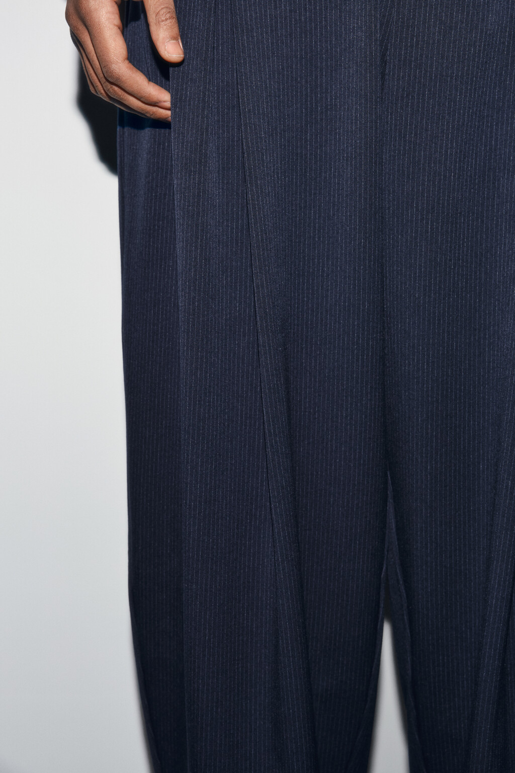 Брюки широкие костюмные в полоску - цвет синий - 6