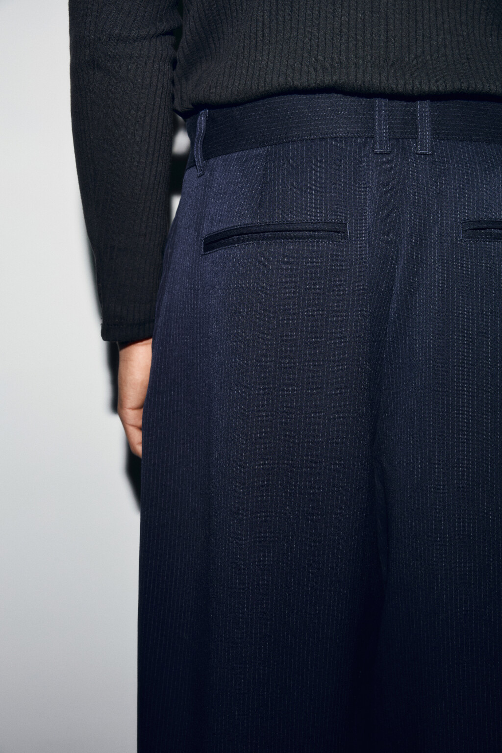 Брюки широкие костюмные в полоску - цвет синий - 7