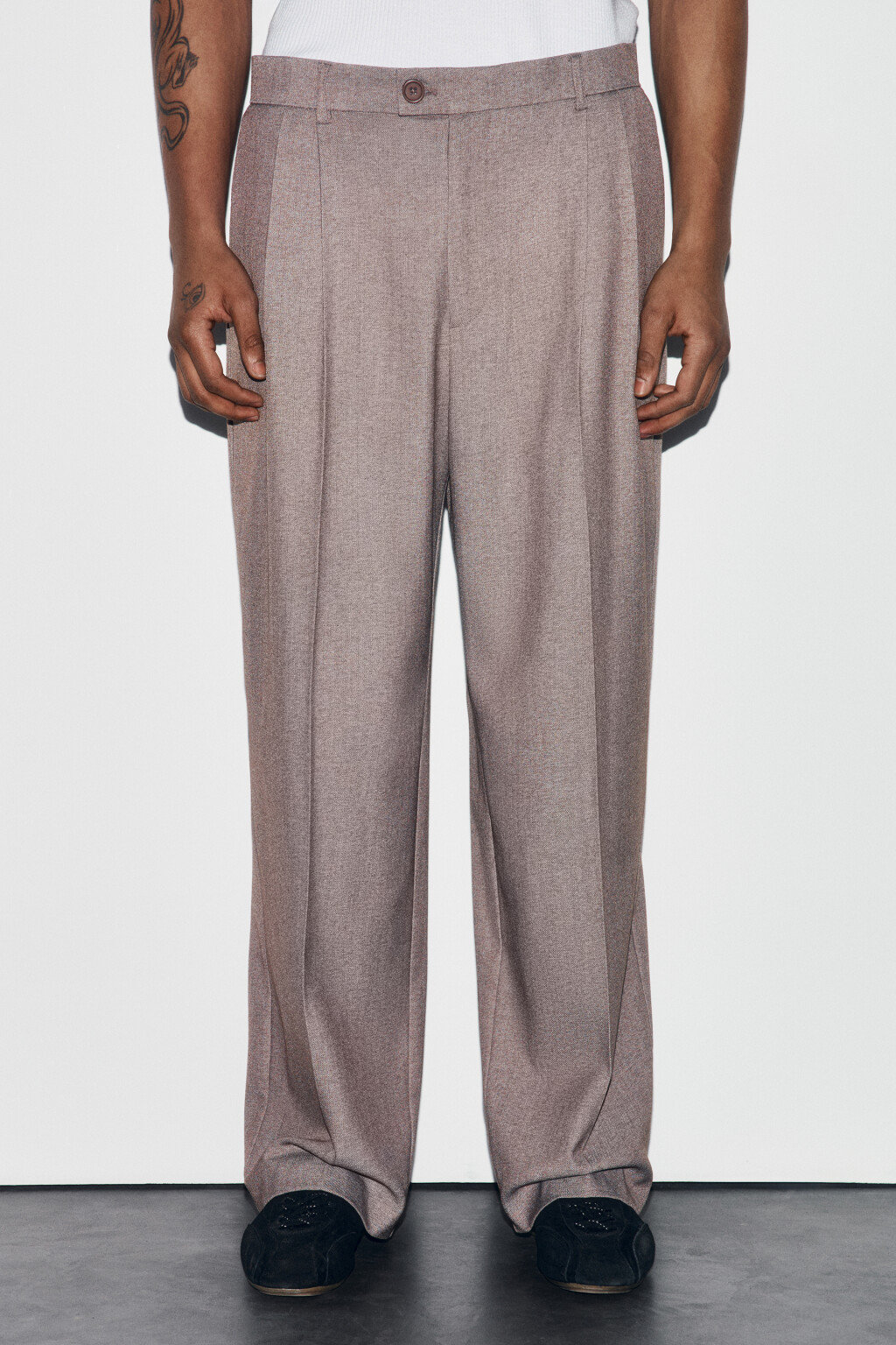 Брюки straight fit костюмные со средней посадкой - цвет коричневый - 2