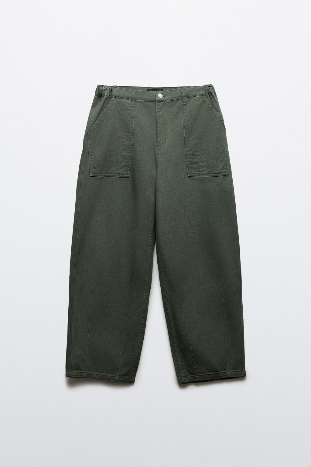 Брюки wide leg со средней посадкой в рубчик - цвет зеленый - 8