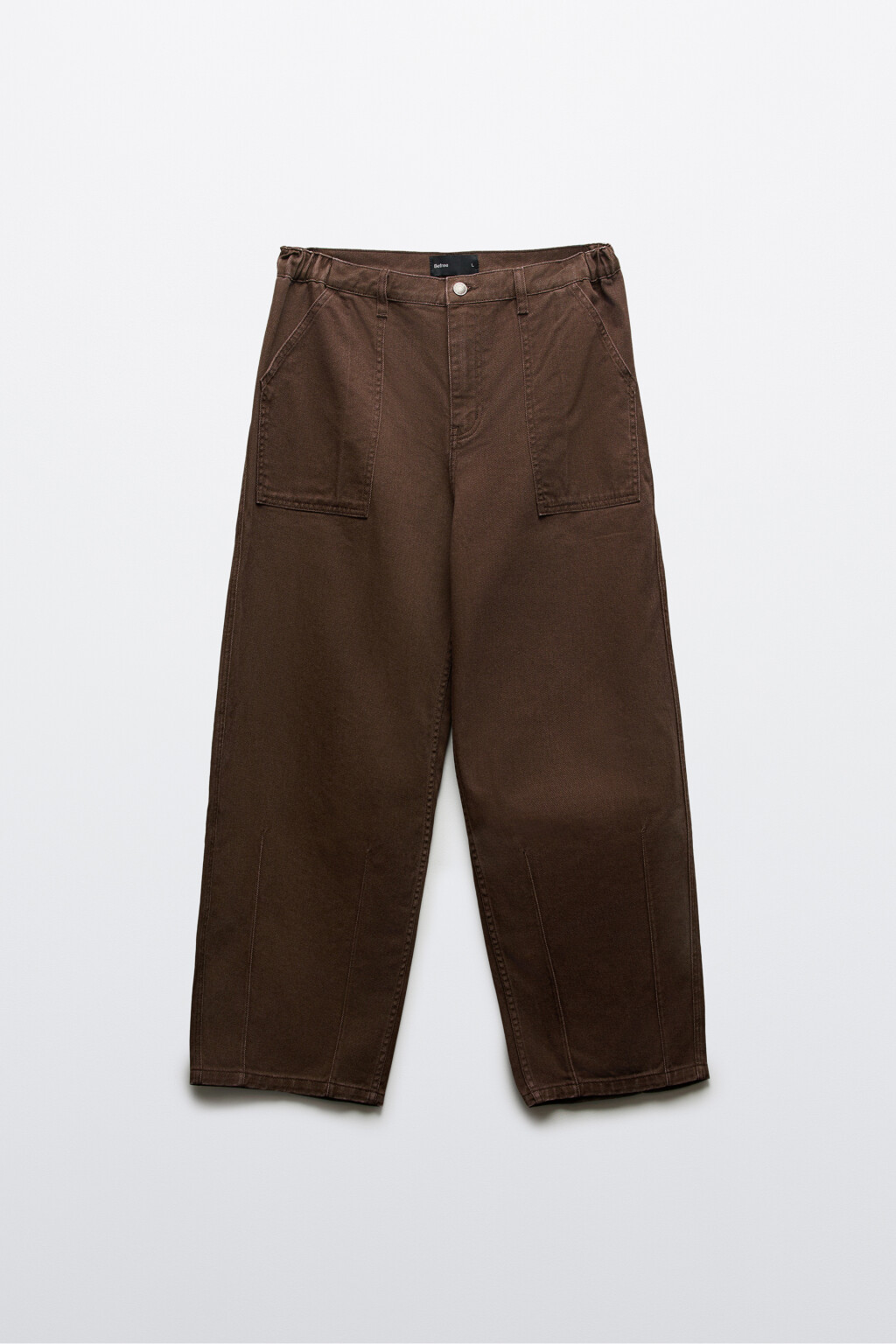 Брюки wide leg со средней посадкой в рубчик - цвет коричневый - 9