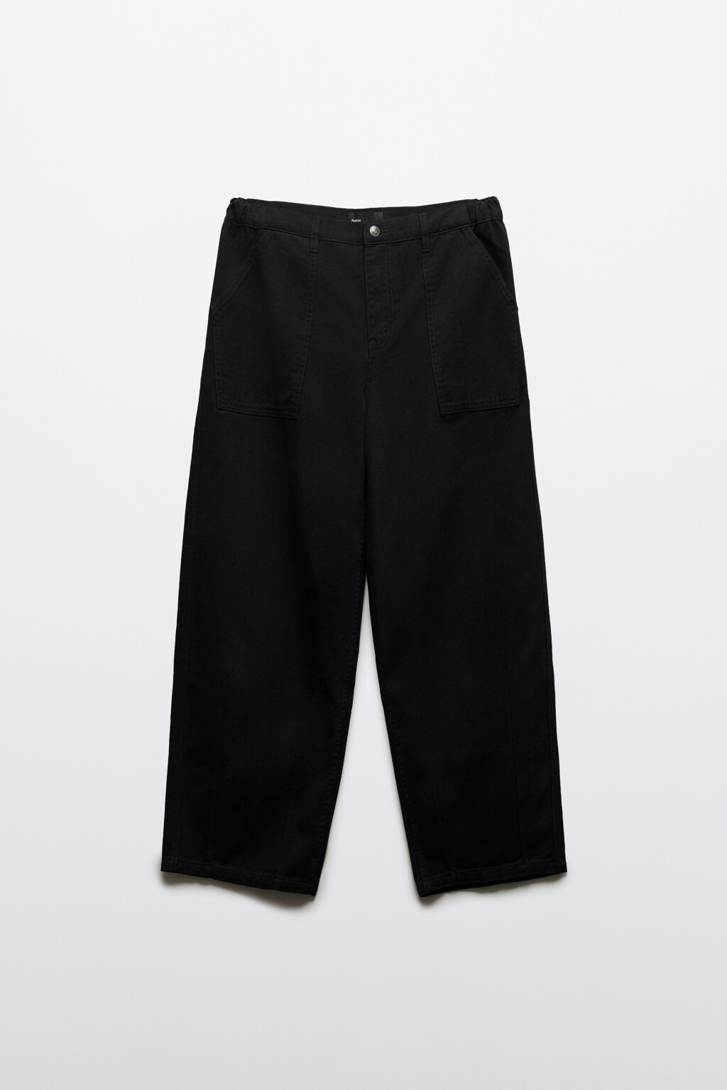 Брюки wide leg со средней посадкой в рубчик - цвет черный - 8