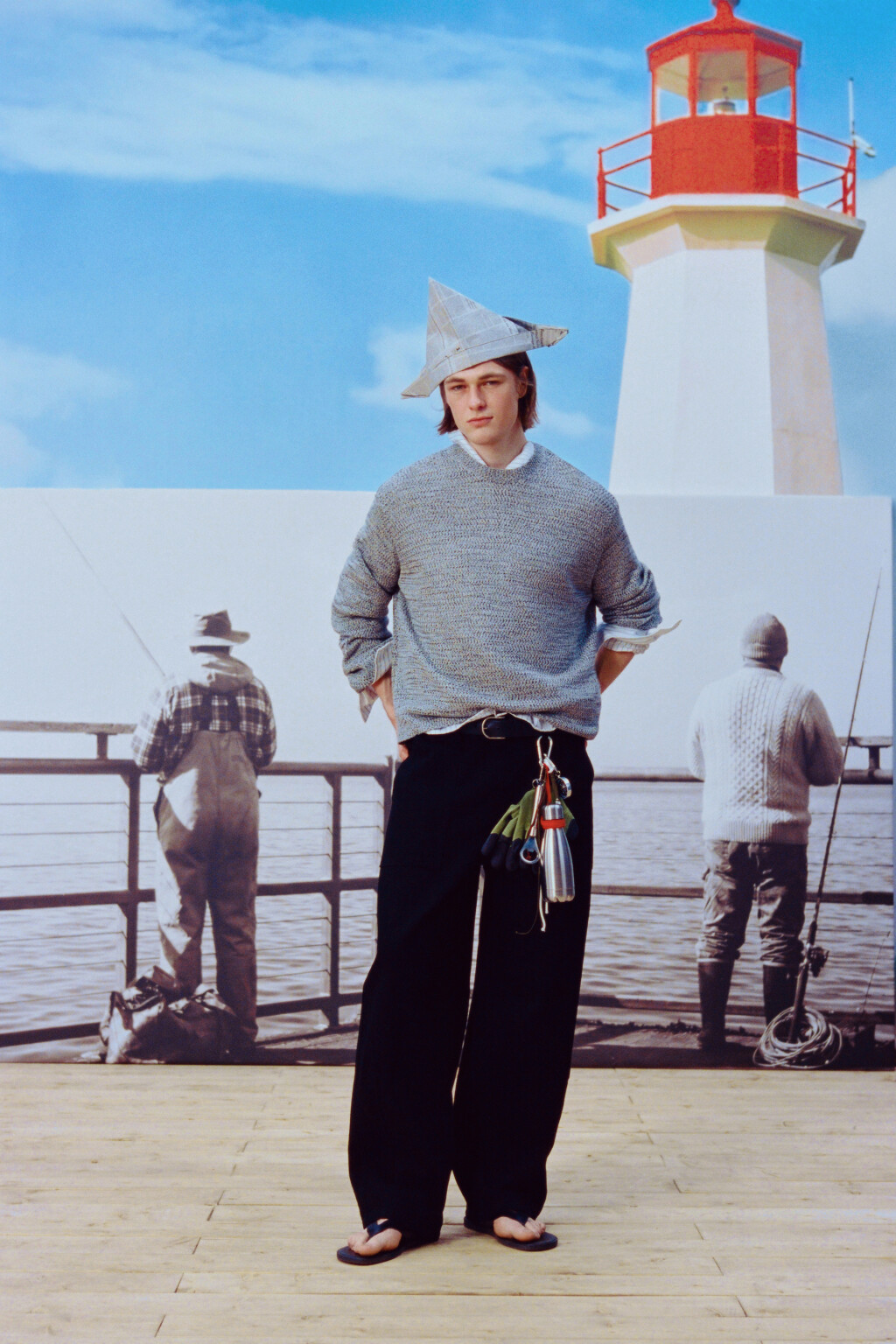 Брюки wide leg со средней посадкой в рубчик - цвет черный - 1