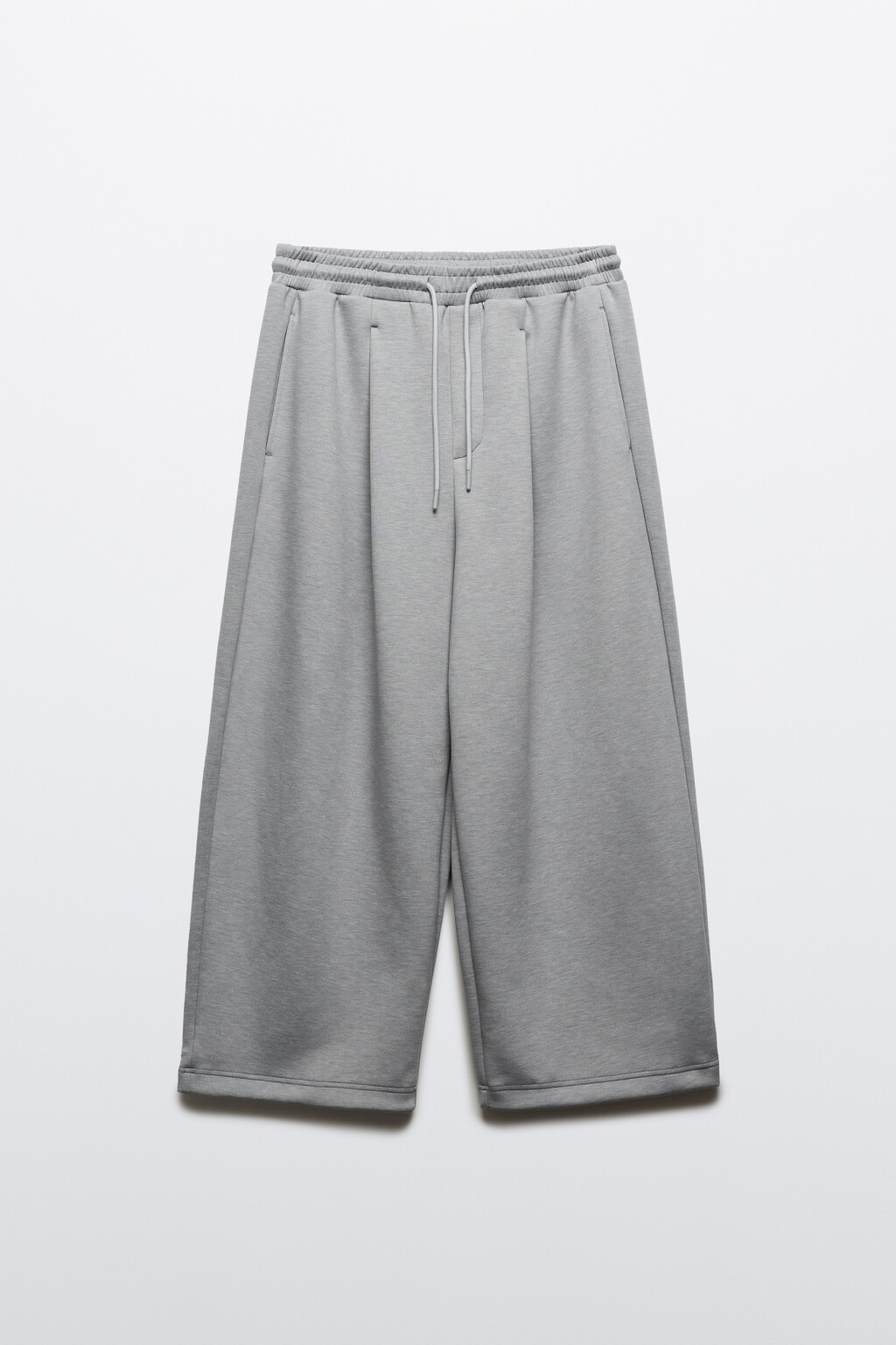 Брюки wide leg со средней посадкой на завязках - цвет серый - 8