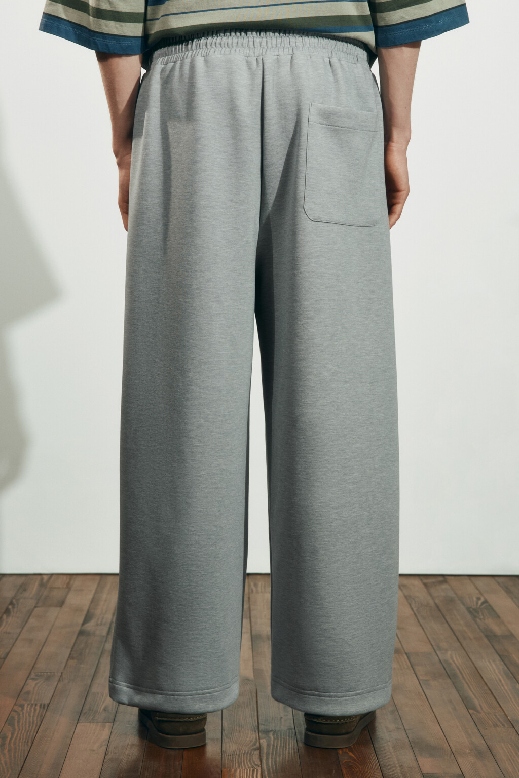 Брюки wide leg со средней посадкой на завязках - цвет серый - 3