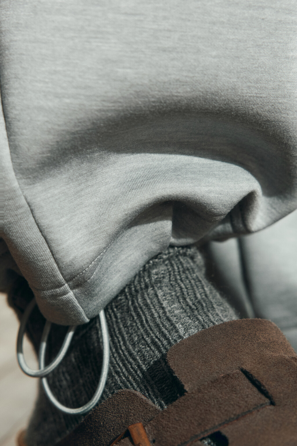 Брюки wide leg со средней посадкой на завязках - цвет серый - 7