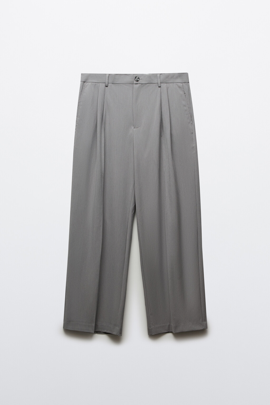 Брюки костюмные с высокой посадкой и защипами - цвет серый - 7