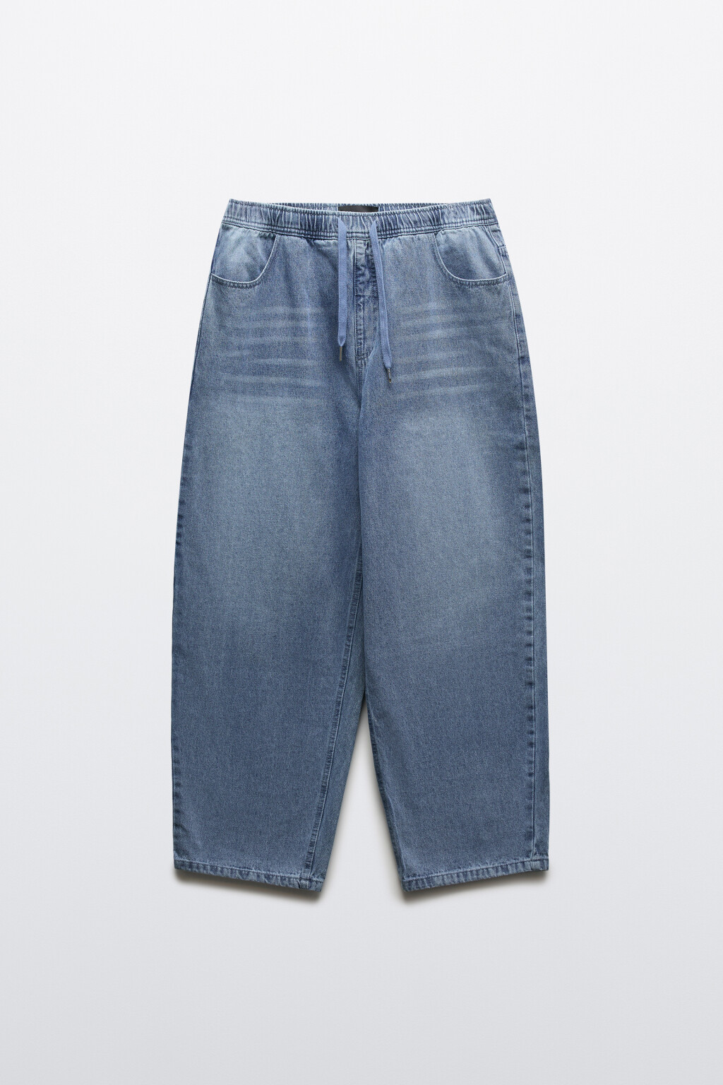 Джинсы baggy fit со средней посадкой на резинке - цвет голубой - 7
