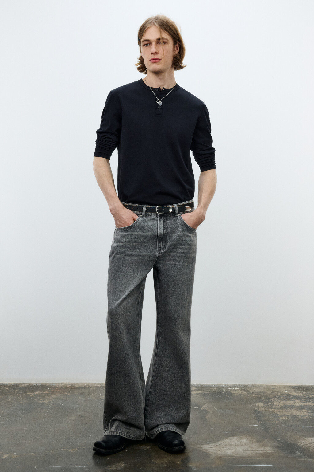 Джинсы клеш со средней посадкой - цвет серый - 5