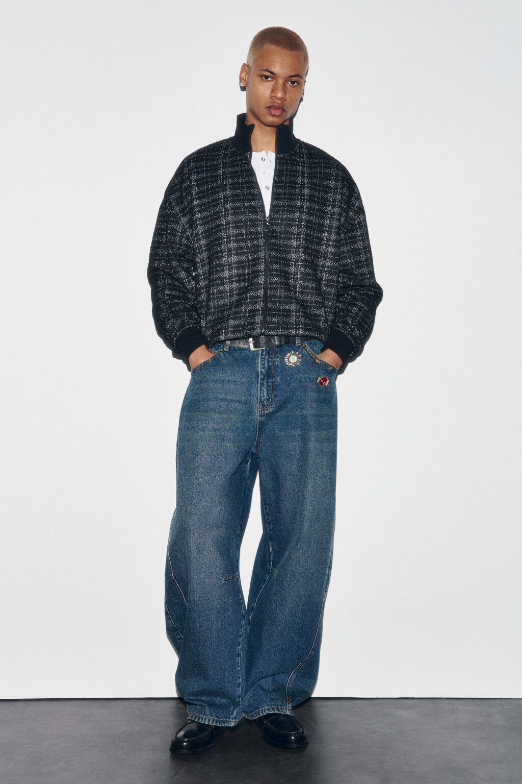 Джинсы baggy fit со средней посадкой и люверсами - цвет синий - 5