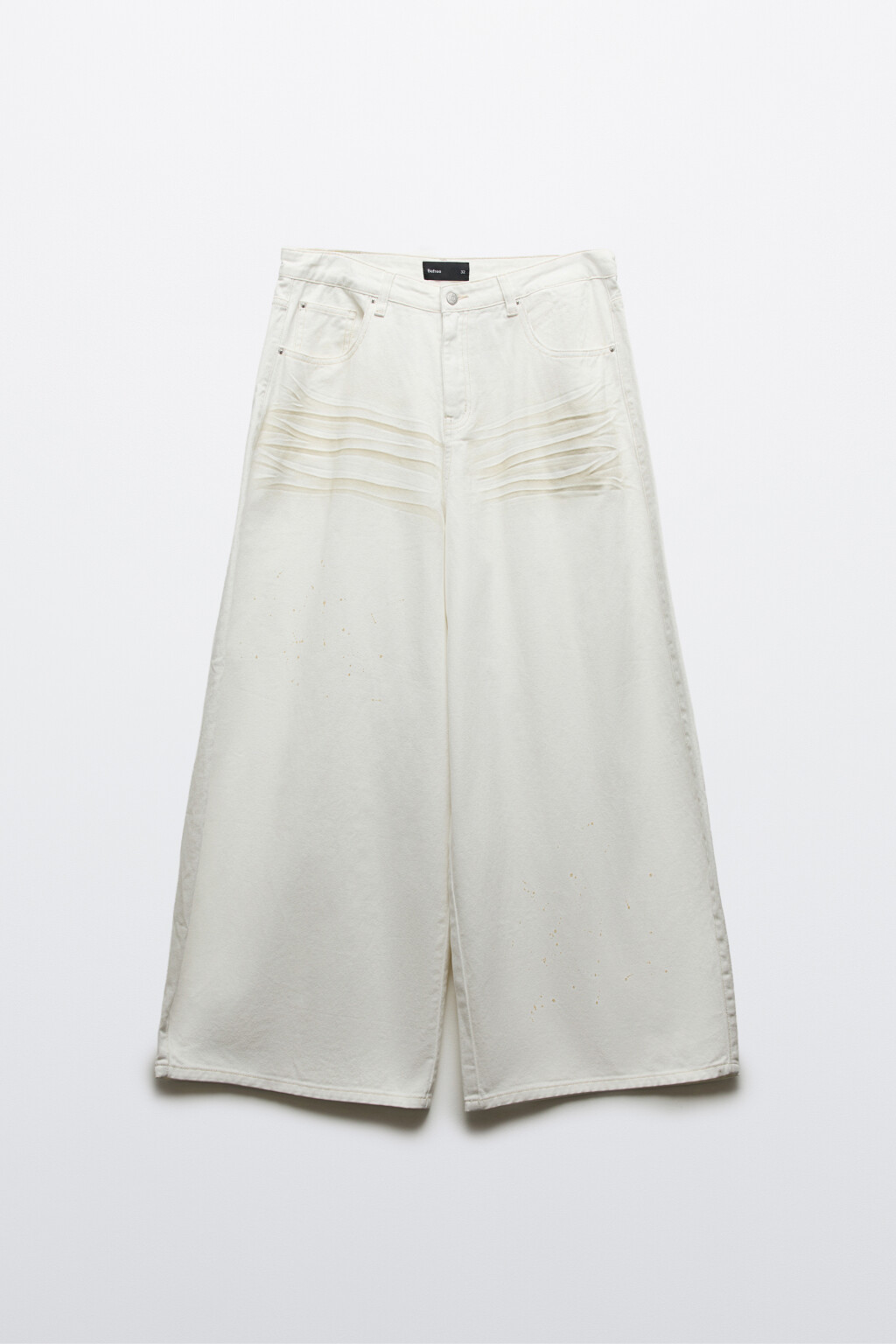 Джинсы baggy fit со средней посадкой с эффектом грязи - цвет молочный - 1