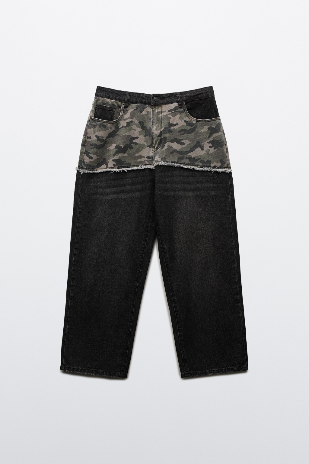 Джинсы wide leg со средней посадкой и имитацией второго слоя - цвет серый - 8