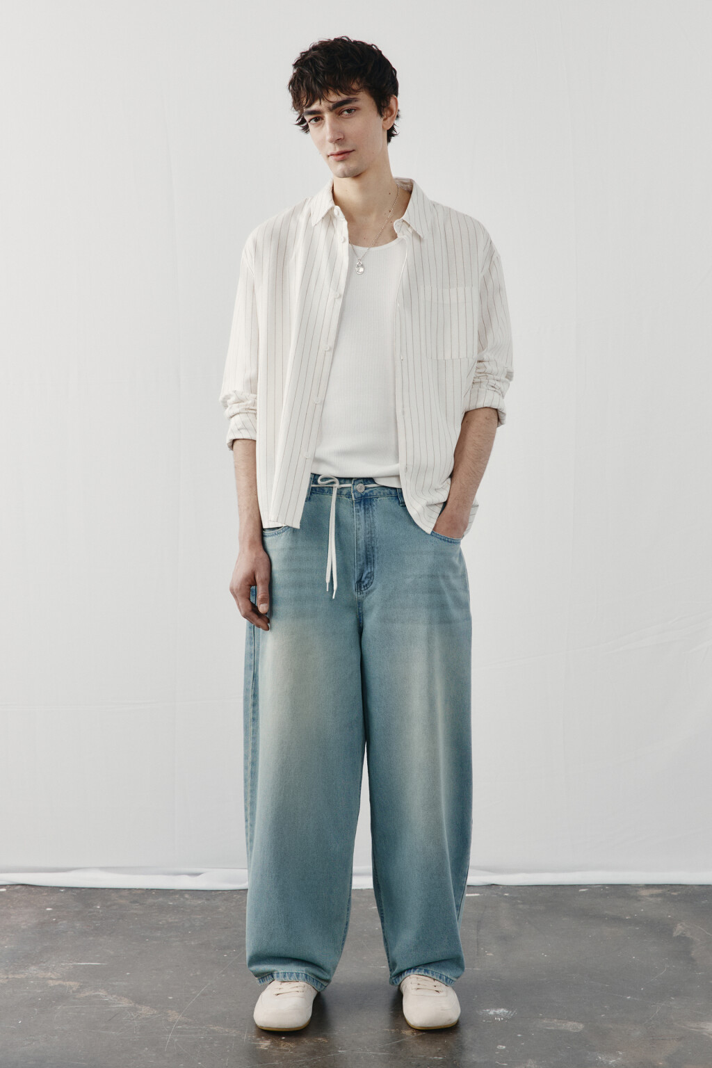 Джинсы багги со средней посадкой - цвет голубой - 5