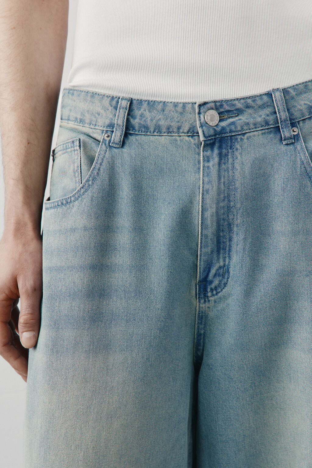 Джинсы багги со средней посадкой - цвет голубой - 6