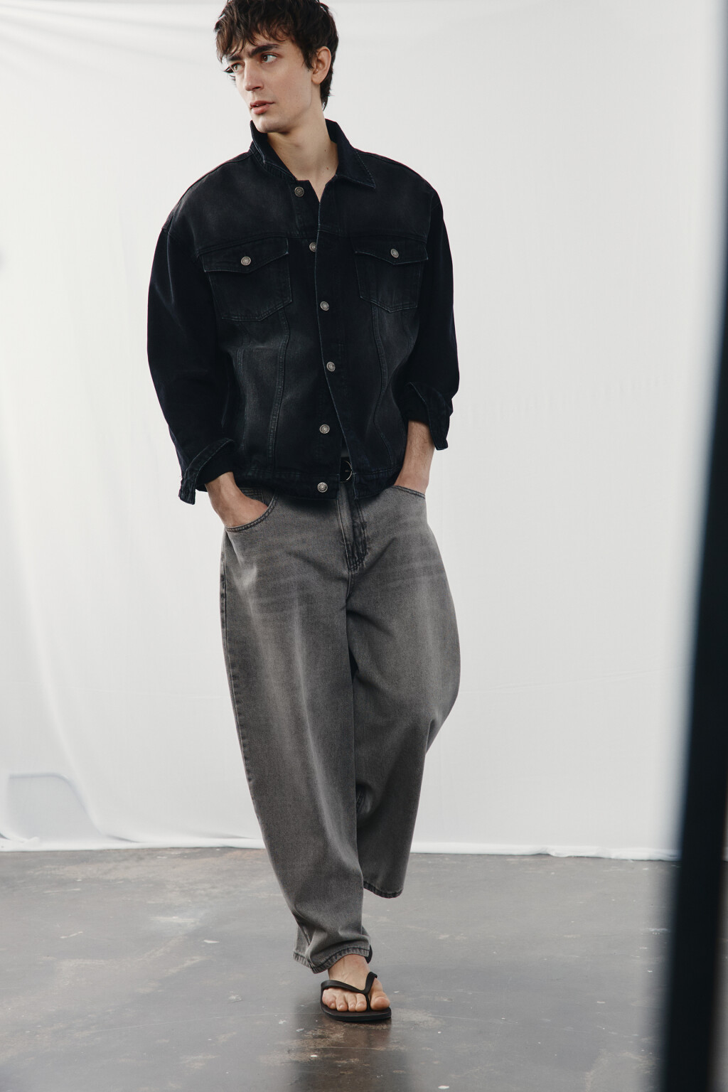 Джинсы багги со средней посадкой - цвет серый - 2