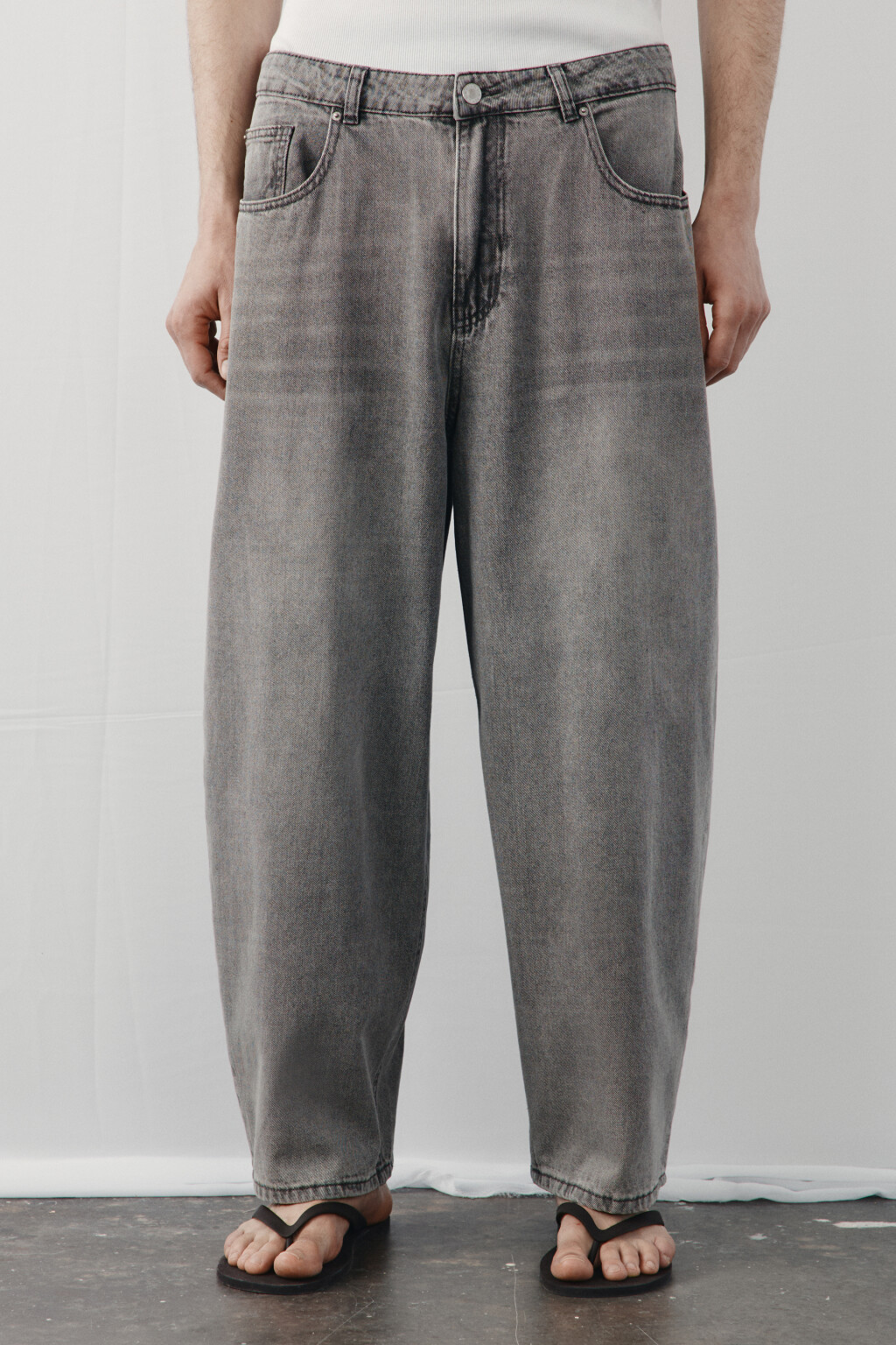 Джинсы багги со средней посадкой - цвет серый - 3
