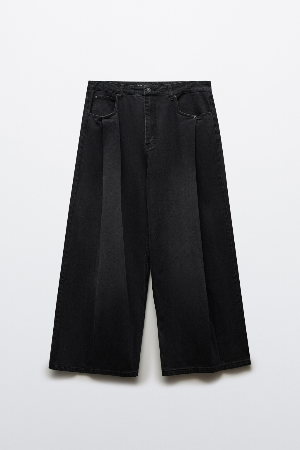 Джинсы широкие со средней посадкой и складками - цвет черный - 7