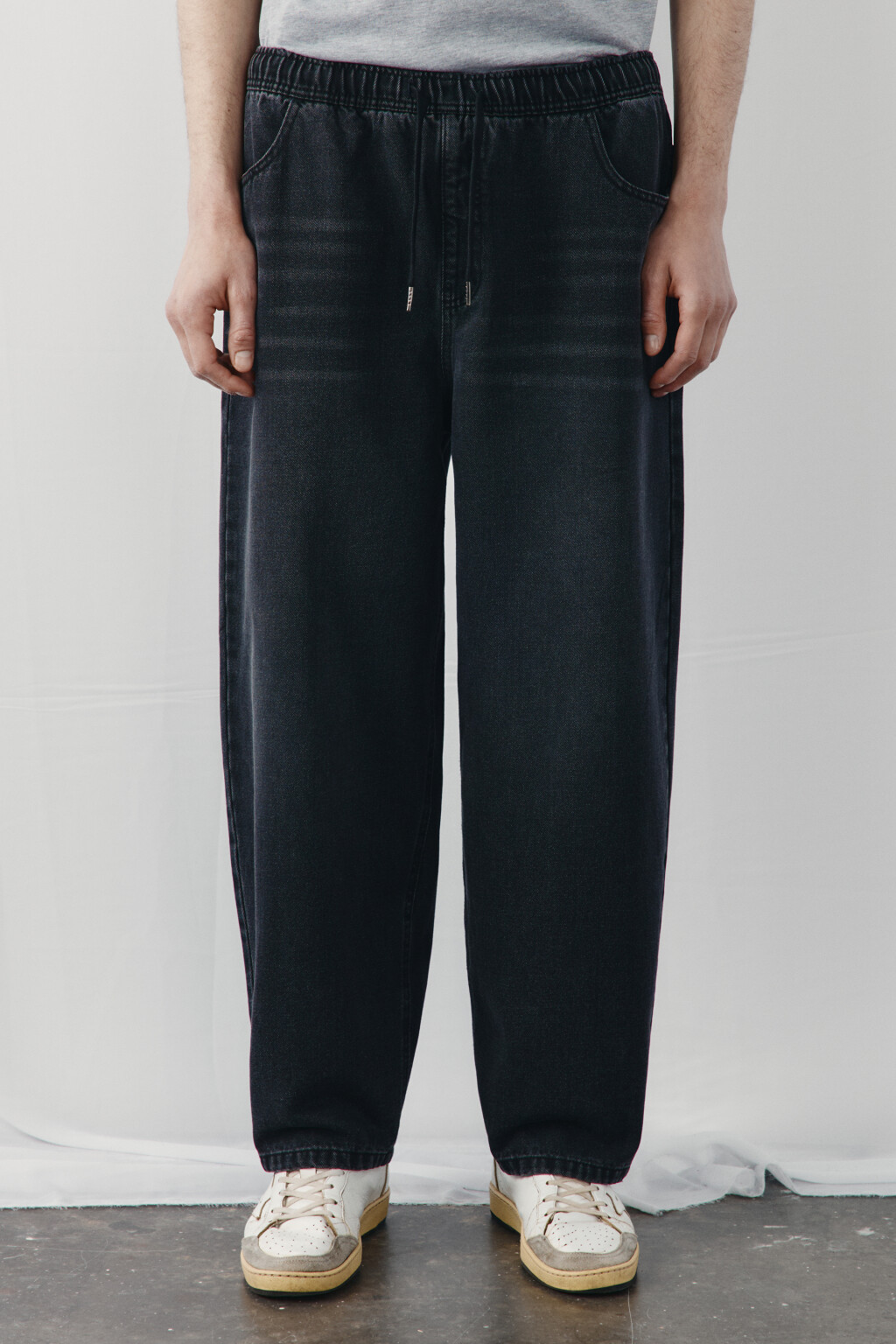 Джинсы baggy fit со средней посадкой на завязках - цвет черный - 2