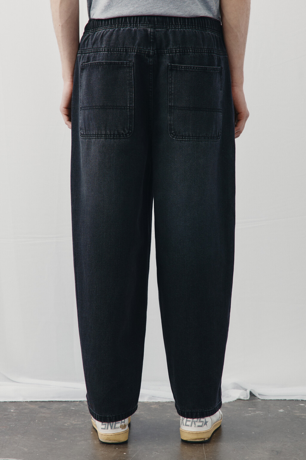 Джинсы baggy fit со средней посадкой на завязках - цвет черный - 3