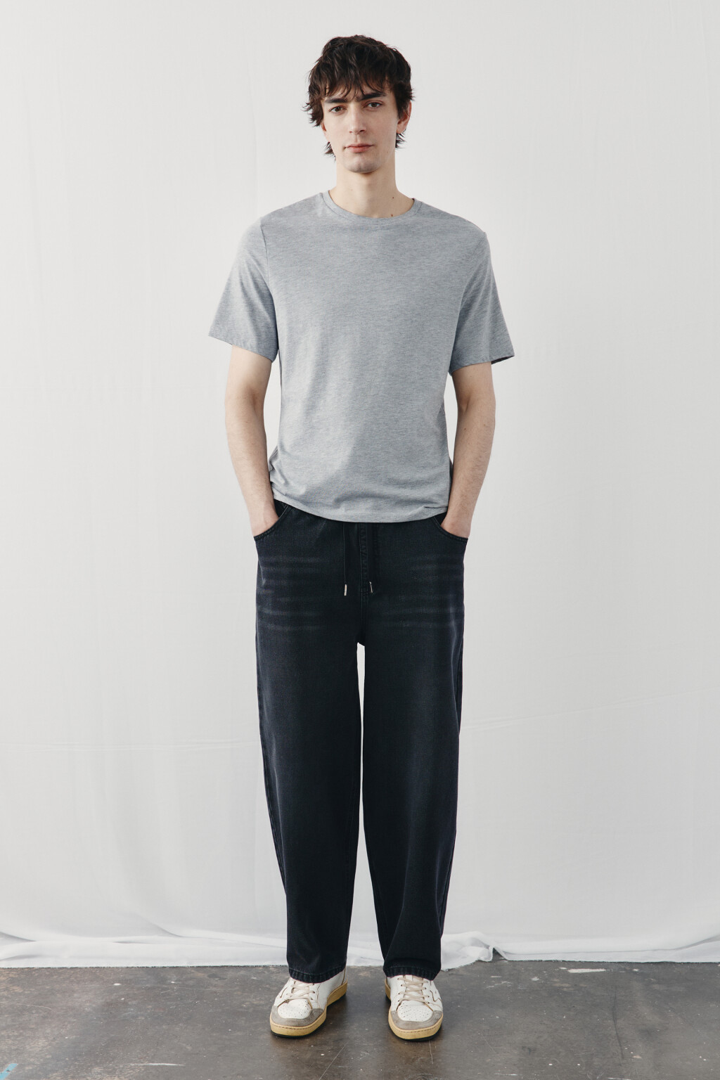 Джинсы baggy fit со средней посадкой на завязках - цвет черный - 4