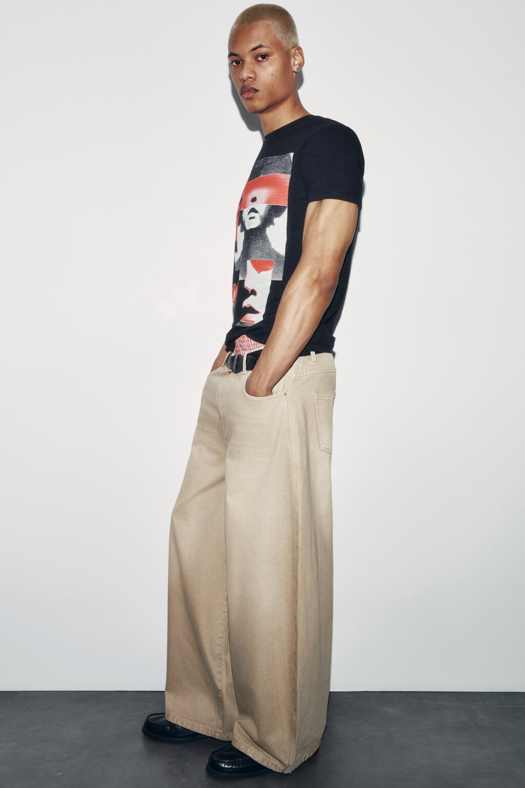 Джинсы barrel fit со средней посадкой - цвет бежевый - 1