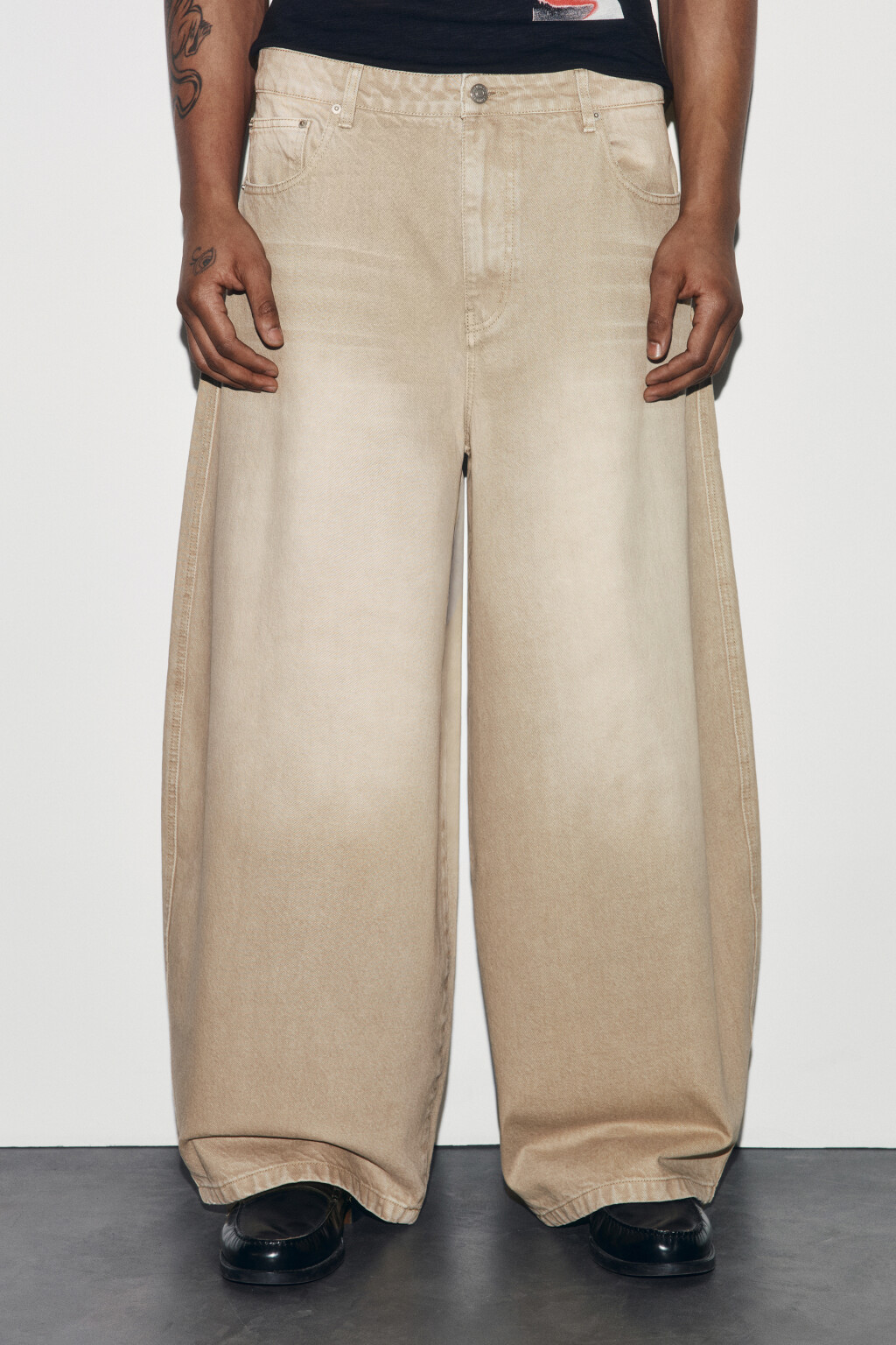 Джинсы barrel fit со средней посадкой - цвет бежевый - 3