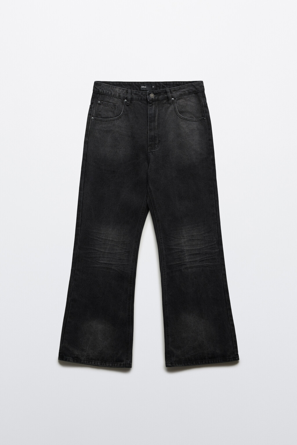 Джинсы клеш со средней посадкой потертые - цвет серый - 1