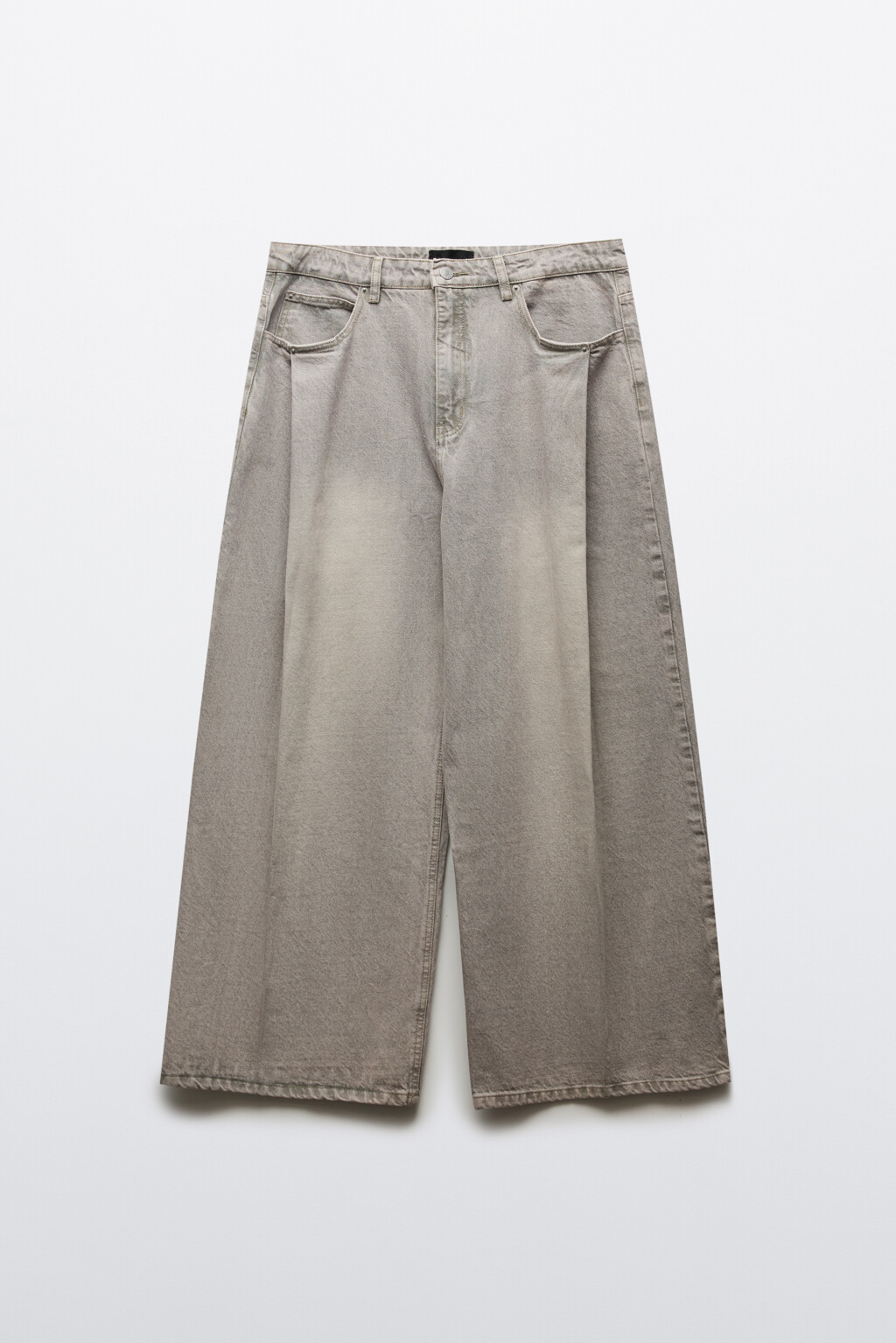 Джинсы wide leg со средней посадкой и складками - цвет бежевый - 7