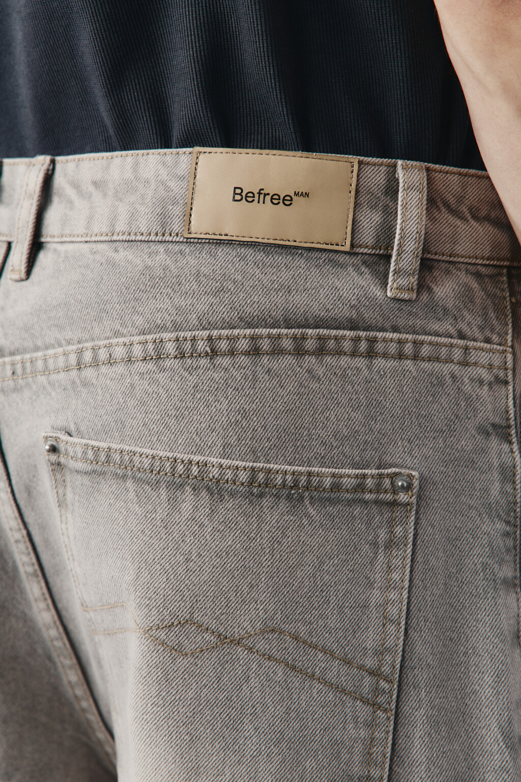 Джинсы wide leg со средней посадкой и складками - цвет бежевый - 6