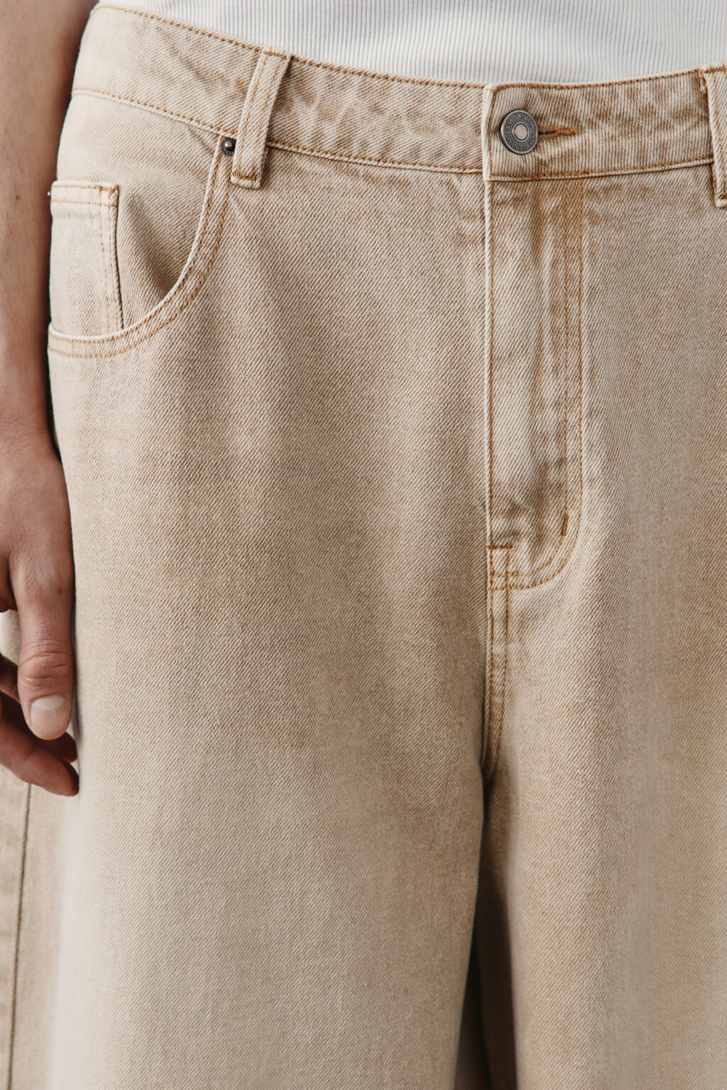 Джинсы широкие со средней посадкой - цвет бежевый - 6